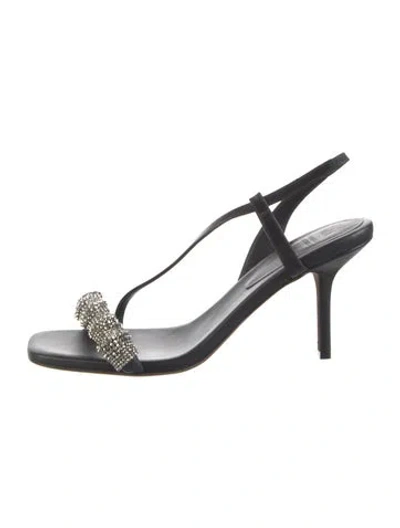 Pre-owned Brunello Cucinelli Monili Leather Slingback Sandals In Black