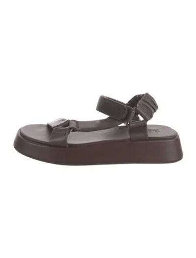 Pre-owned Brunello Cucinelli Monili Leather Slingback Sandals In Brown