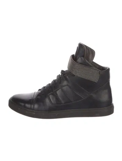 Pre-owned Brunello Cucinelli Monili Leather Sneakers In Blue