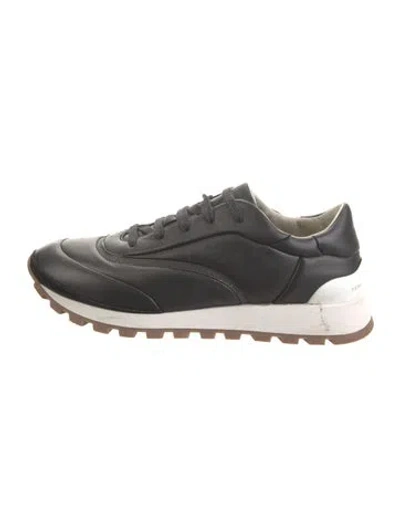 Pre-owned Brunello Cucinelli Monili Leather Sneakers In Gray