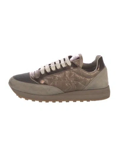 Pre-owned Brunello Cucinelli Monili Leather Sneakers In Neutral