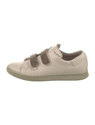 Pre-owned Brunello Cucinelli Monili Leather Sneakers In Neutral