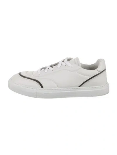 Pre-owned Brunello Cucinelli Monili Leather Sneakers In White