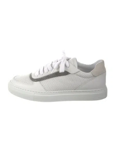 Pre-owned Brunello Cucinelli Monili Leather Sneakers In White