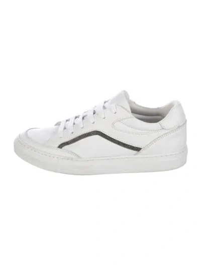Pre-owned Brunello Cucinelli Monili Leather Sneakers In White