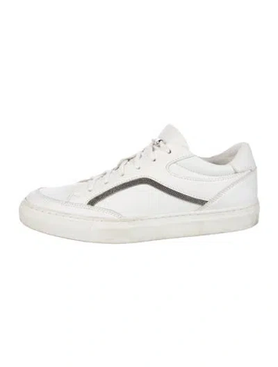 Pre-owned Brunello Cucinelli Monili Leather Sneakers In White