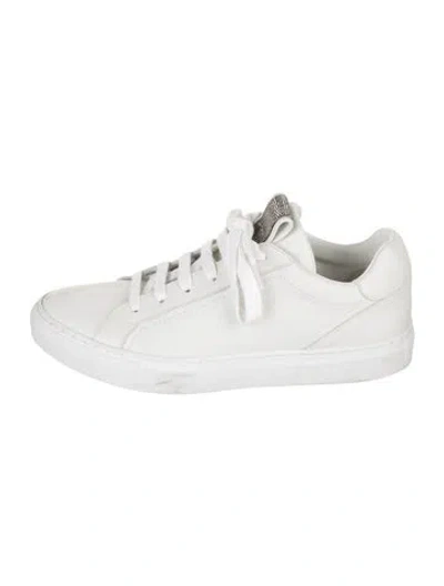 Pre-owned Brunello Cucinelli Monili Leather Sneakers In White