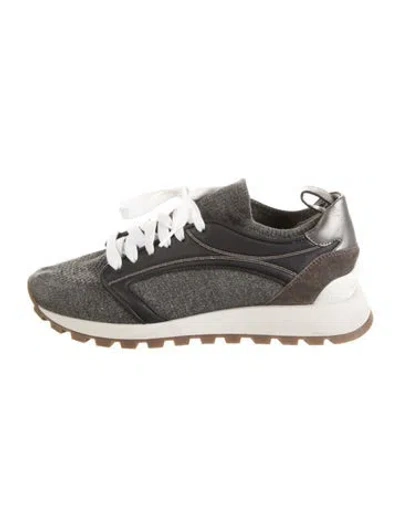 Pre-owned Brunello Cucinelli Monili Leather Trim Embellishment Athletic Sneakers