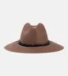 Brunello Cucinelli Fedora Made Of Hemp And Techno Cotton With Leather Band And Necklace In Beige