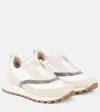 Brunello Cucinelli Monili Leather-trimmed Sneakers In White