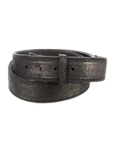 Pre-owned Brunello Cucinelli Monili Leather Waist Belt In Black