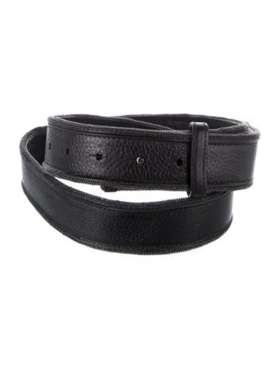 Pre-owned Brunello Cucinelli Monili Leather Waist Belt In Black/metallic