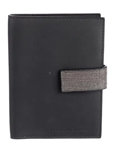 Pre-owned Brunello Cucinelli Monili Leather Wallet In Grey