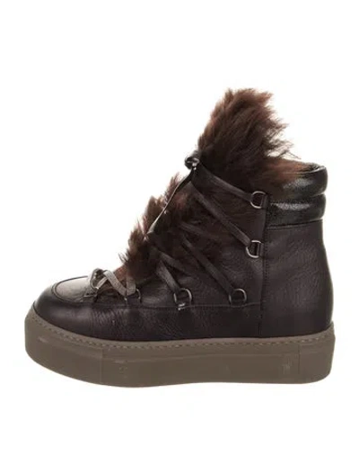 Pre-owned Brunello Cucinelli Monili Leather Wedge Sneakers In Multi