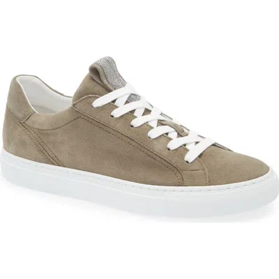 Brunello Cucinelli Women Suede Sneakers With Monile Details In Brown