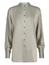Brunello Cucinelli Monili Mandarin-collar Shirt In Gray