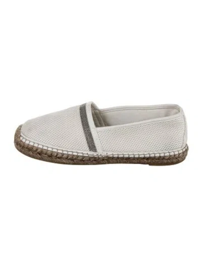 Pre-owned Brunello Cucinelli Monili Mesh Espadrilles In White