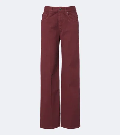 Brunello Cucinelli Monili Mid-rise Straight Jeans In Burgundy