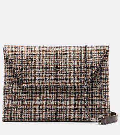 Brunello Cucinelli Monili Mini Plaid Clutch In Beige