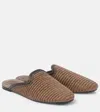 Brunello Cucinelli Raffia Monili Loafer Mules In Beige