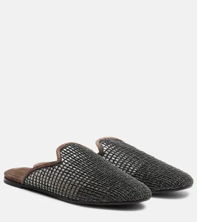 Brunello Cucinelli Monili Mules In Brown