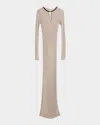 Brunello Cucinelli Monili-neck Metallic Rib Maxi Dress In Neutral
