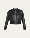Brunello Cucinelli Monili-neck Smooth Glove Leather Bomber Jacket