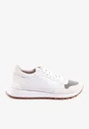 Brunello Cucinelli Bead-embellished Nylon And Suede Sneakers In White