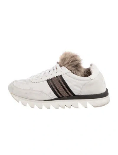 Pre-owned Brunello Cucinelli Monili Nylon Sneakers In White