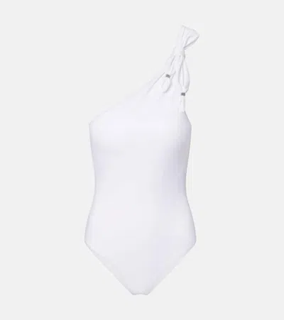 Brunello Cucinelli Monili One-shoulder Swimsuit In White
