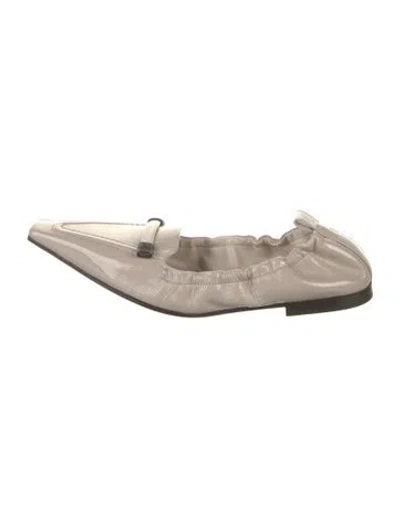 Pre-owned Brunello Cucinelli Monili Patent Leather Ballet Flats In Neutral