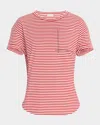 Brunello Cucinelli Monili Pocket Striped Jersey T-shirt In C7048 White Red