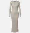 Brunello Cucinelli Sparkling Knit Dress With Monili In Gray