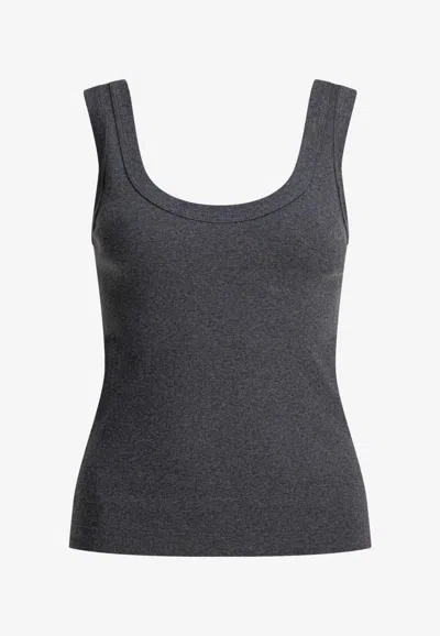 Brunello Cucinelli Monili Ribbed Tank Top In Gray