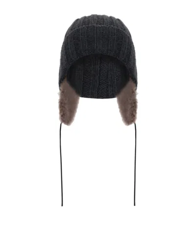 Brunello Cucinelli Monili Ribbed-knit Beanie In Black