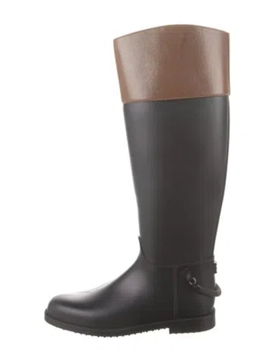 Pre-owned Brunello Cucinelli Monili Rubber Rain Boots In Black
