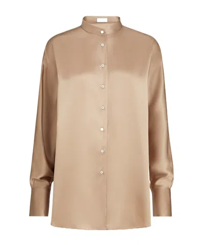 Brunello Cucinelli Monili Satin Shirt In Nude