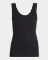 Brunello Cucinelli Monili Scoop-neck Cotton-stretch Tank Top In Black