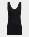 Brunello Cucinelli Black Cotton Tank Top With Monile Insert In Black