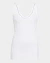 Brunello Cucinelli Monili Scoop-neck Flat Cotton Rib Tank Top In White