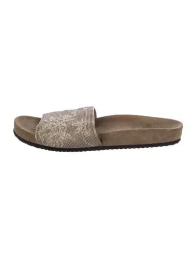 Pre-owned Brunello Cucinelli Monili Sequins Mules In Neutrals