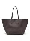 Brunello Cucinelli Geometric Monili Leather Tote Bag In Brown