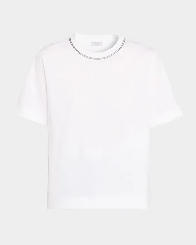 Brunello Cucinelli Monili Short-sleeve Cotton T-shirt In White