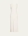 Brunello Cucinelli Monili Shoulder Fluid Linen Twill Tank Dress In White