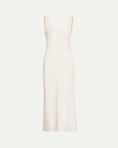 Brunello Cucinelli Monili Shoulder Fluid Linen Twill Tank Dress In White