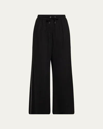 Brunello Cucinelli Monili Side-stripe Cotton Silk Wide-leg Pants