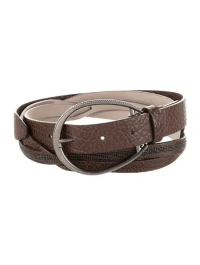 Pre-owned Brunello Cucinelli Monili Skinny Belt In Brown