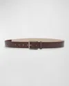 Brunello Cucinelli Monili Sleek Leather Extra Long Essential Belt In Brown