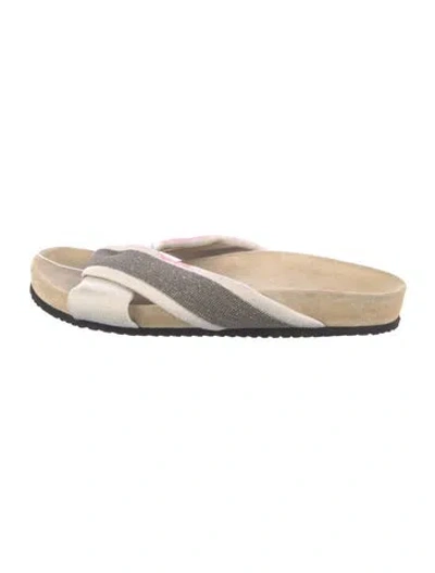 Pre-owned Brunello Cucinelli Monili Slides In Neutral