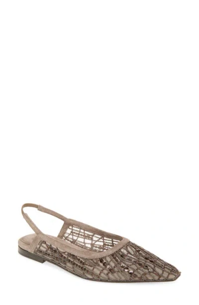 Brunello Cucinelli Ballerinas With Beads In Brown